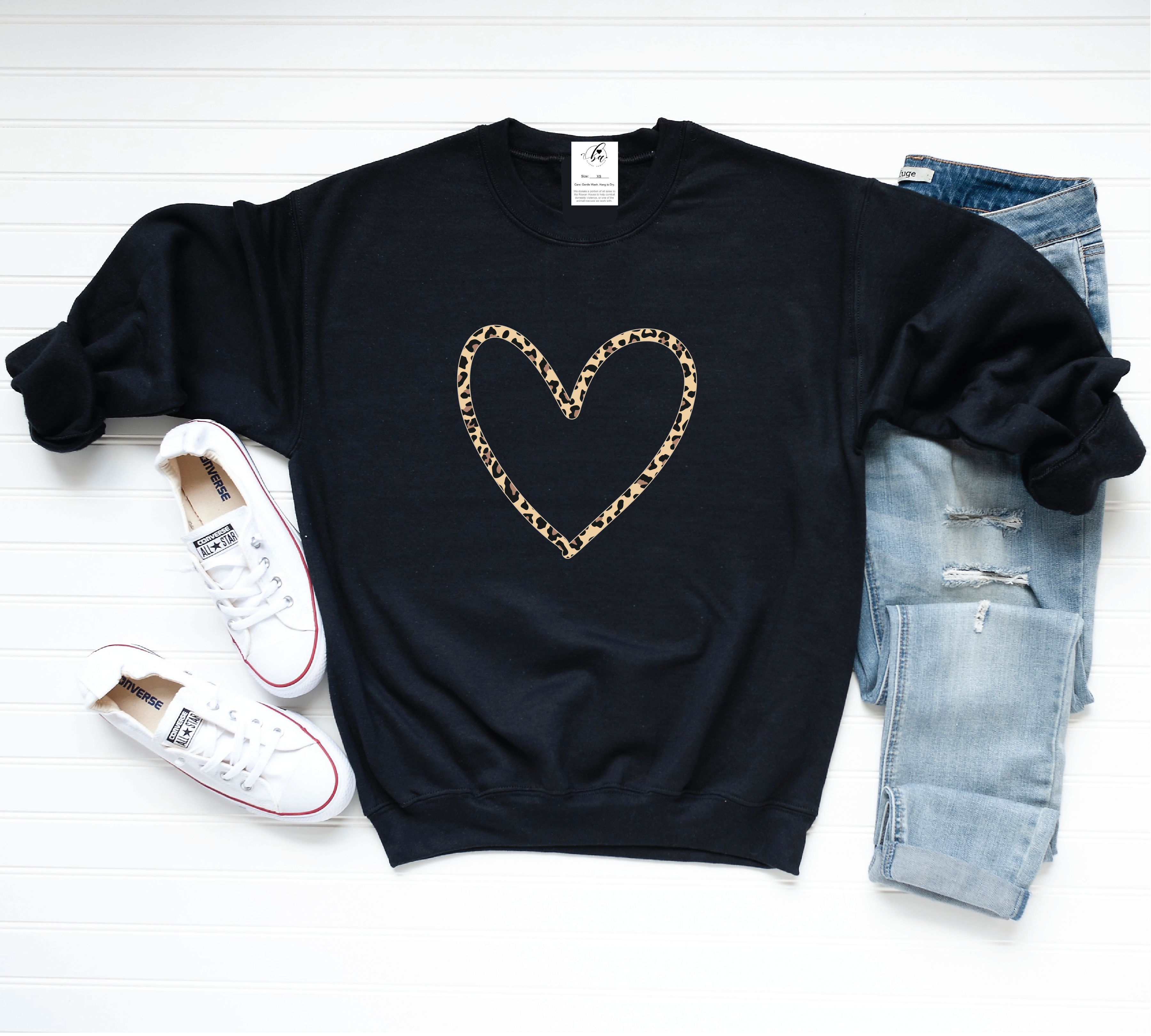 Big Heart {Leopard} Cozy Crew Neck Sweater – Blonde Ambition